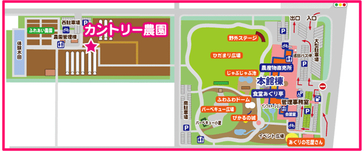 カントリー農園までの地図