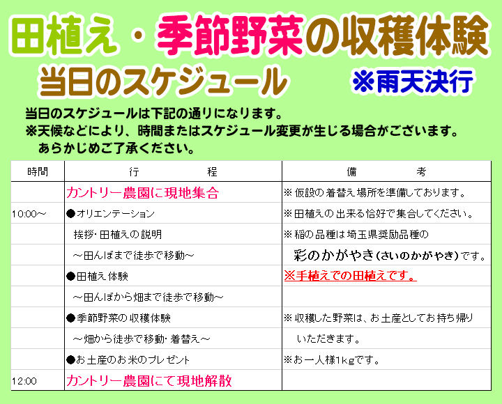 当日のスケジュール